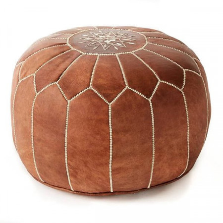 Pouf marocain cuir marron