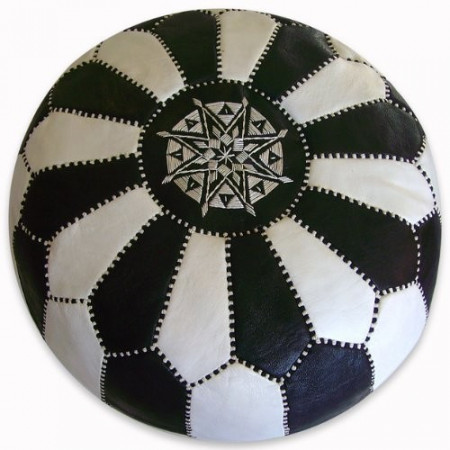 Pouf marocain damier noir et blanc