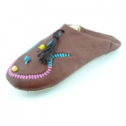 babouches cuir souples marron