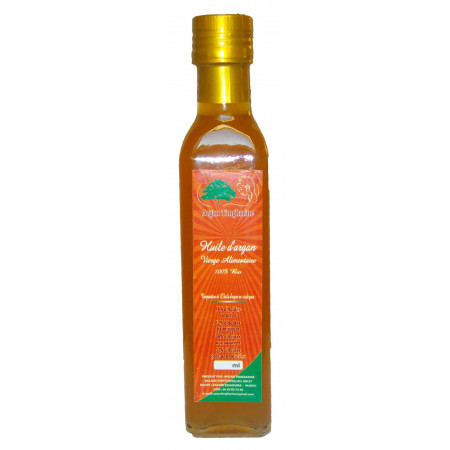 Huile d'argan alimentaire bio en flacon de 250 ml