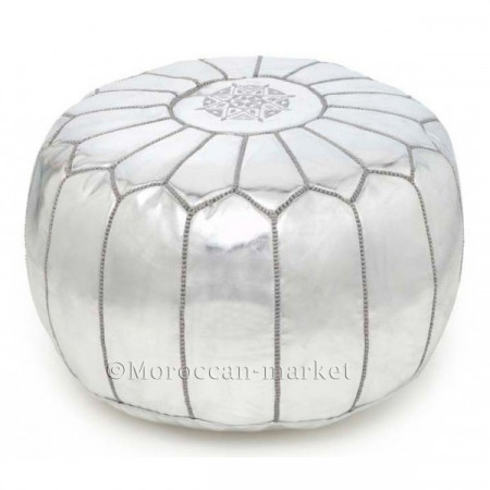 Pouf marocain design gris argenté 