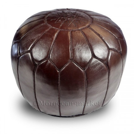 Pouf marocain design en cuir chocolat