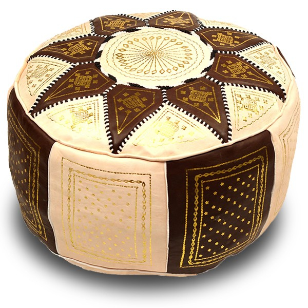 Pouf traditionnel en cuir marron